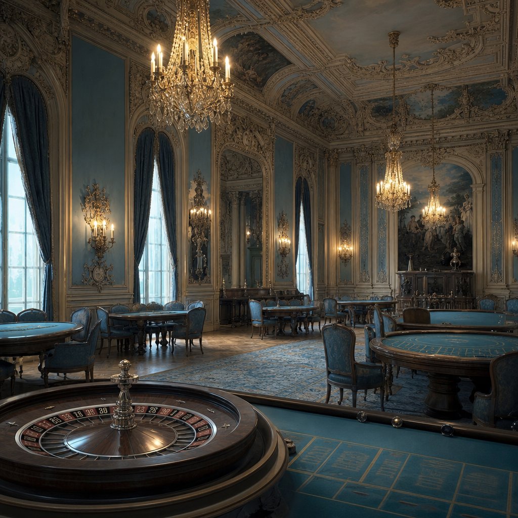 Historischer europäischer Spielsaal mit Roulettetisch